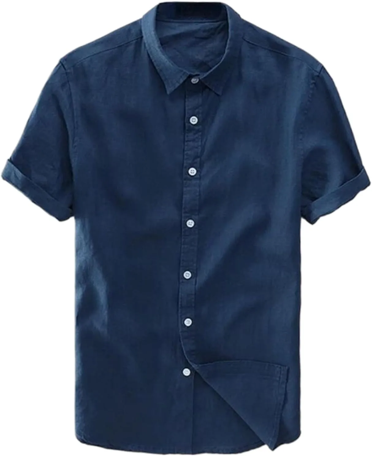 

Летняя рубашка с коротким рукавом из хлопка и льна CQJFLQC