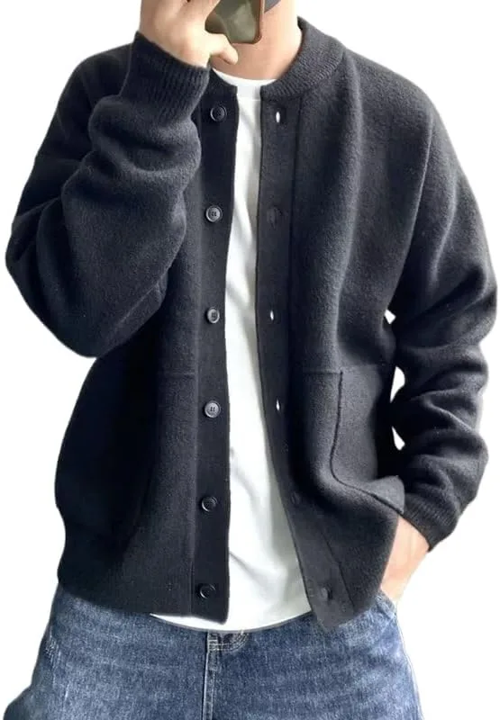 

Мужской кардиган из шерсти Casual Solid Crewneck Uohuangjia