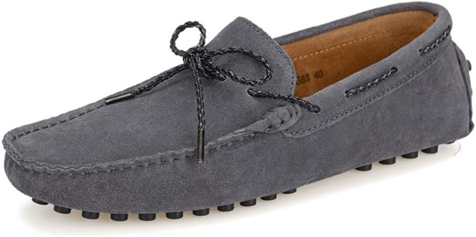 

Мужские лоферы из натуральной кожи с круглым носком, строчкой, деком из кожи, резиновой подошвой, замшевой верхней частью, удобные, гибкий низкий каблук, классические модные слипоны Jiadeli, серый