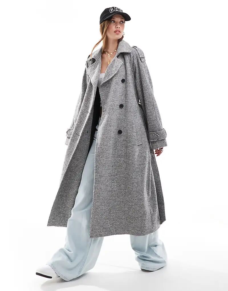 

Строгий плащ из искусственной шерсти цвета «соль и перец» ASOS DESIGN
