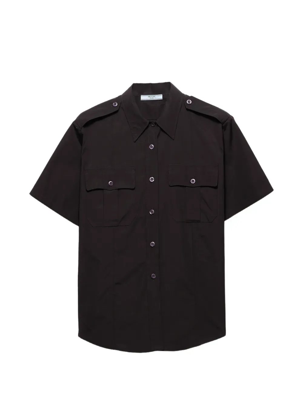 Рубашка из поплина с короткими рукавами Prada, черный