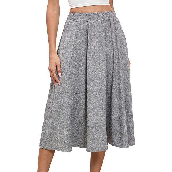 

Женская повседневная юбка миди с высокой талией и расклешенным подолом Joyjoy, Light Gray