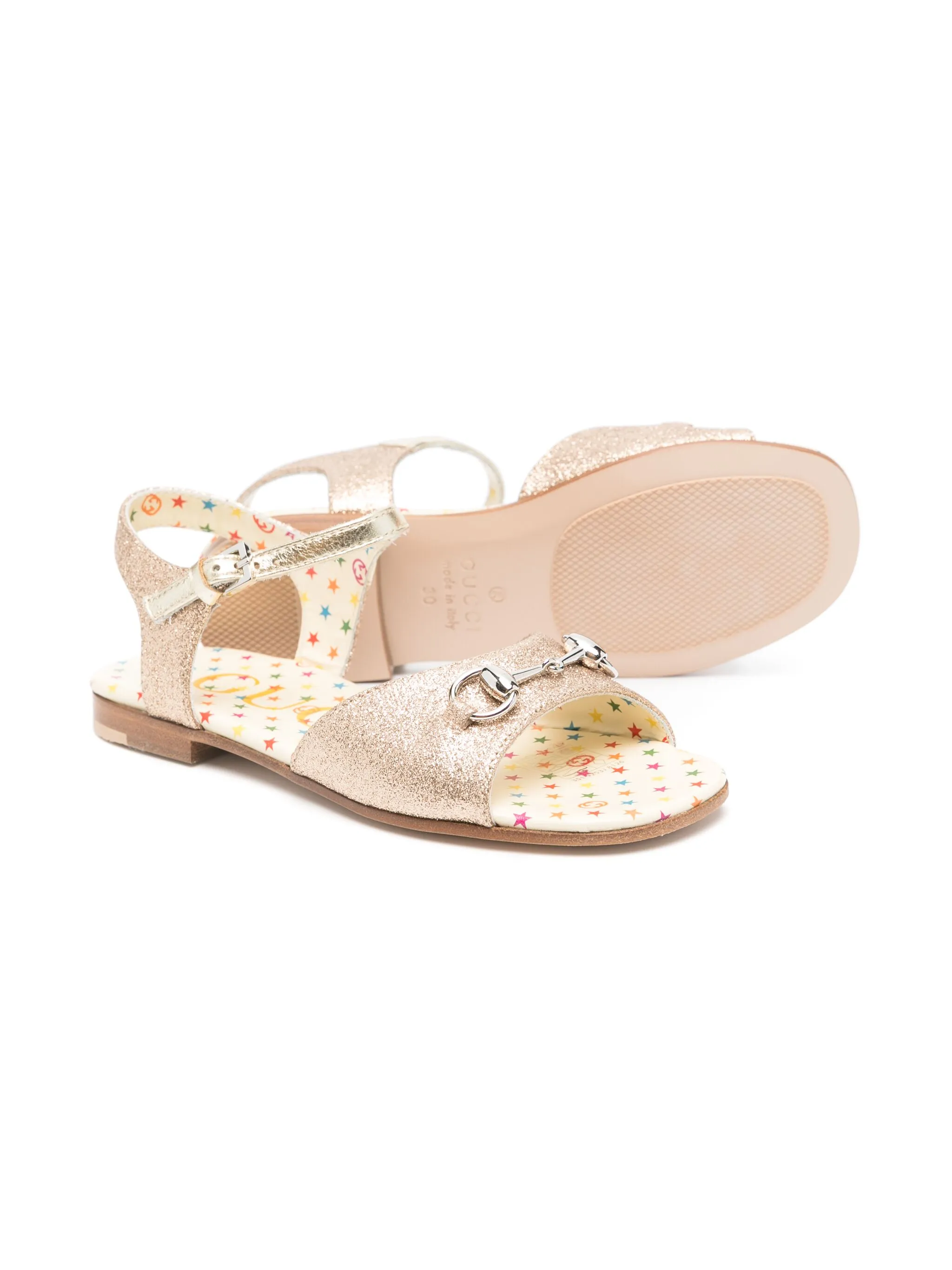Сандалии Hosebit с блестками Gucci Kids, золотистый — фото 2