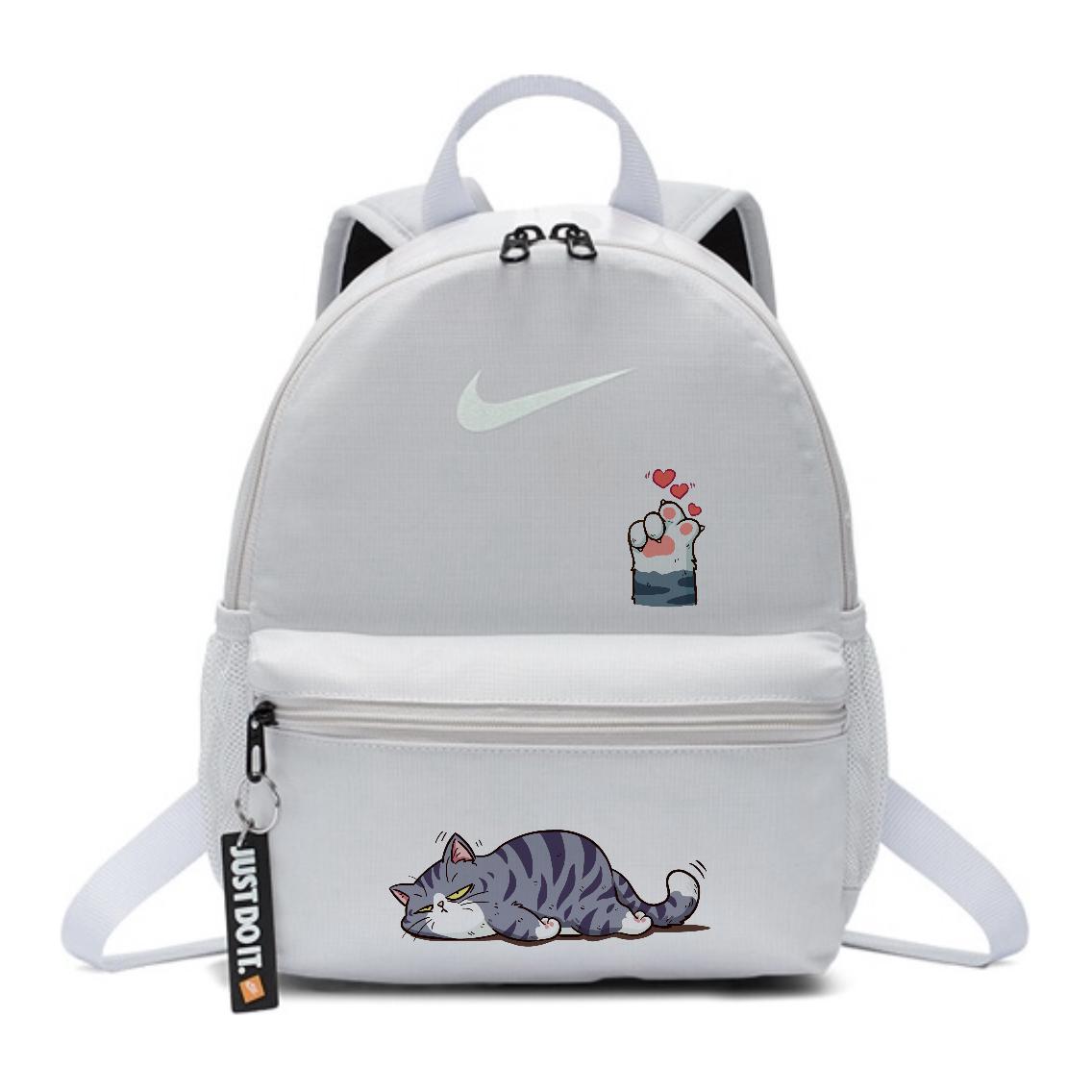 

Nike Тканевый рюкзак женский серо-белый, Cat Lying Flat