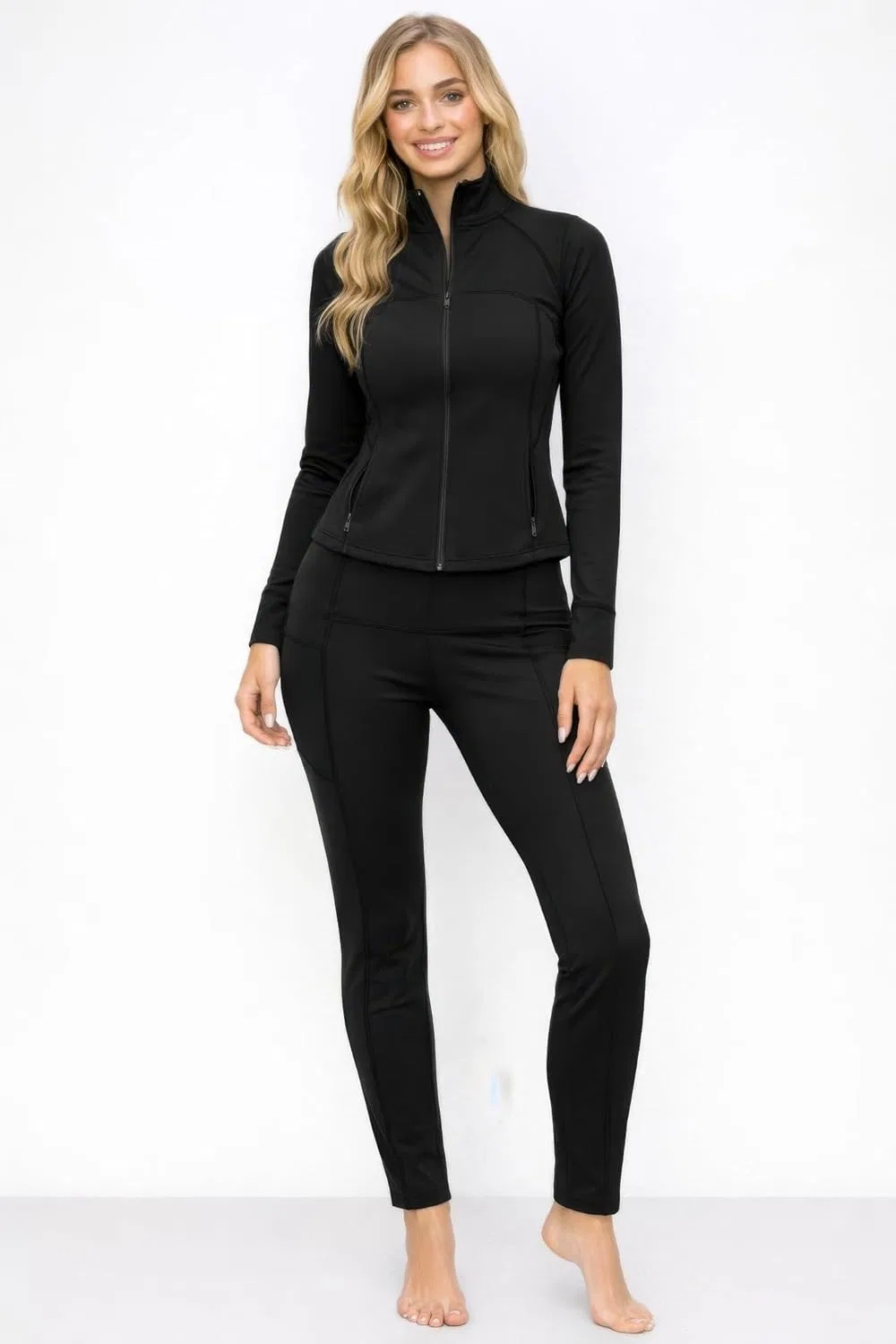 Спортивный костюм с курткой на молнии и брюками, Black
