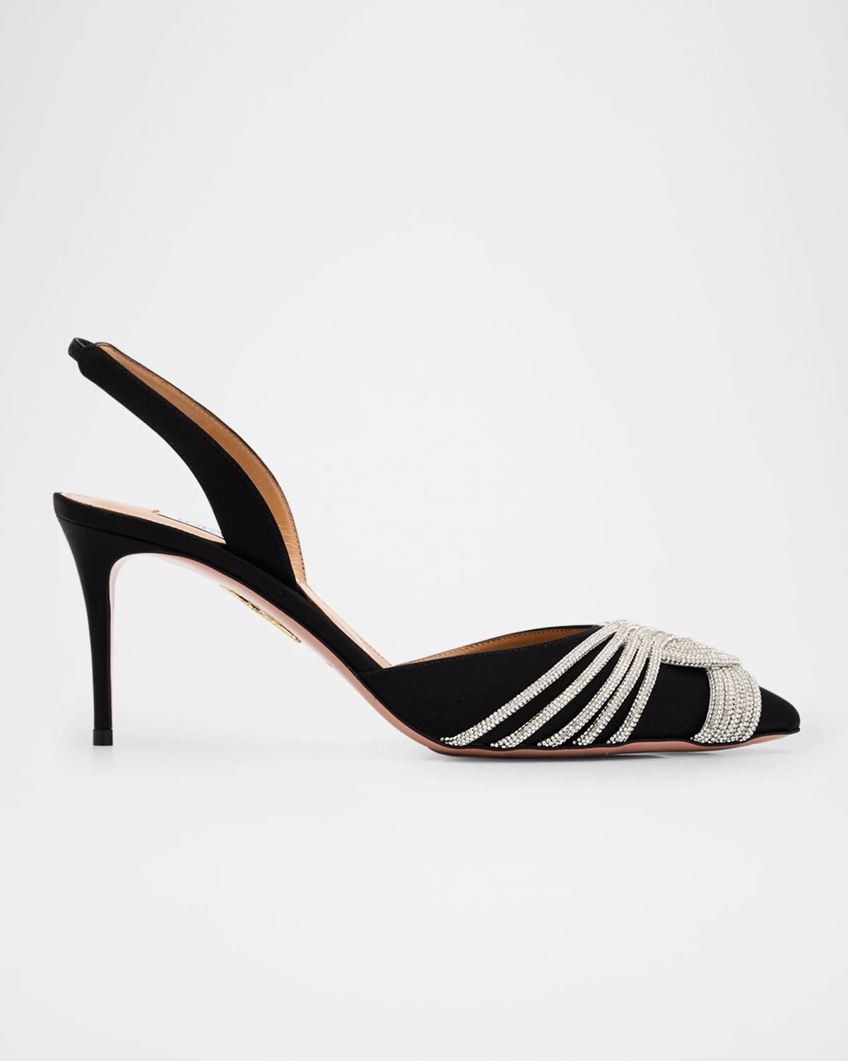 Атласные туфли-лодочки Gatsby с пяткой на пятке Aquazzura, черный