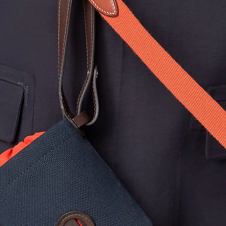 HERMES Сумка для собак из лакированного полотна с кожаными деталями унисекс морской синий — фото 3