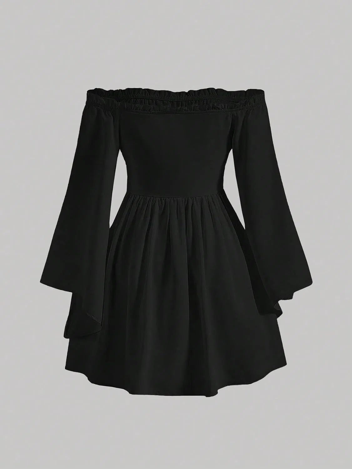 Женское casual платье A-силуэта с открытыми плечами, Black — фото 2
