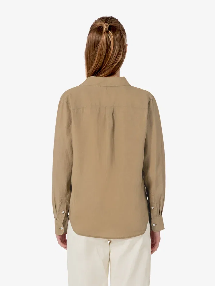 Рубашка женская LACOSTE Beige из льна, Regular Fit — фото 3