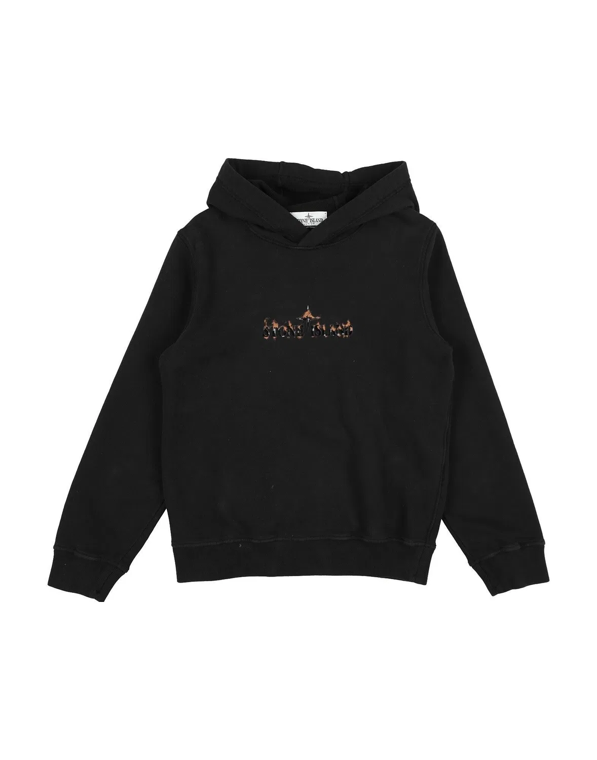 Детский флисовый свитшот для мальчиков с капюшоном Stone Island Junior, черный