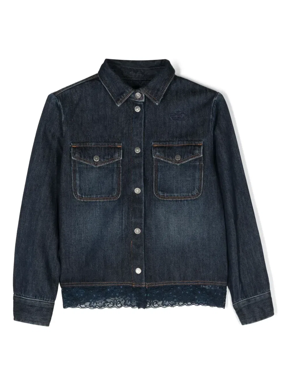 Джинсовая рубашка Clacey с кружевом Diesel Kids, синий