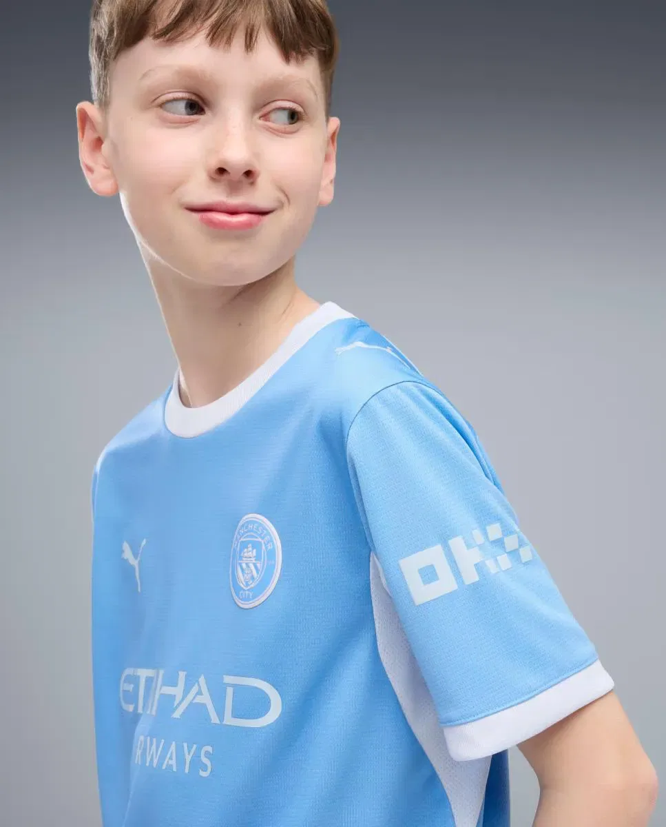 Детская футболка для мальчиков с принтом MCFC Home Jersey Replica Jr Puma, Azul — фото 3