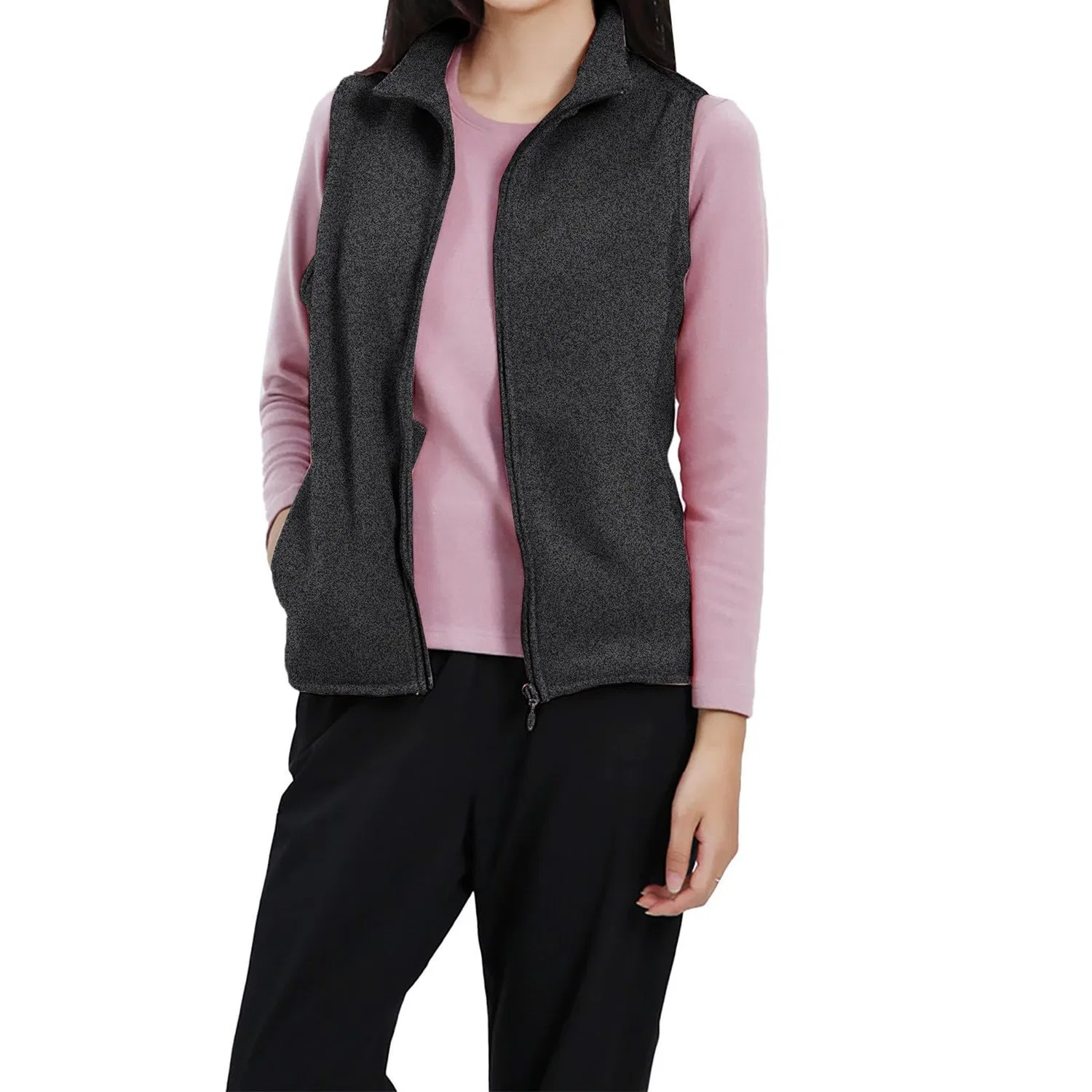 Женский утеплённый жилет на молнии с карманами Fleece Vest, Grigio