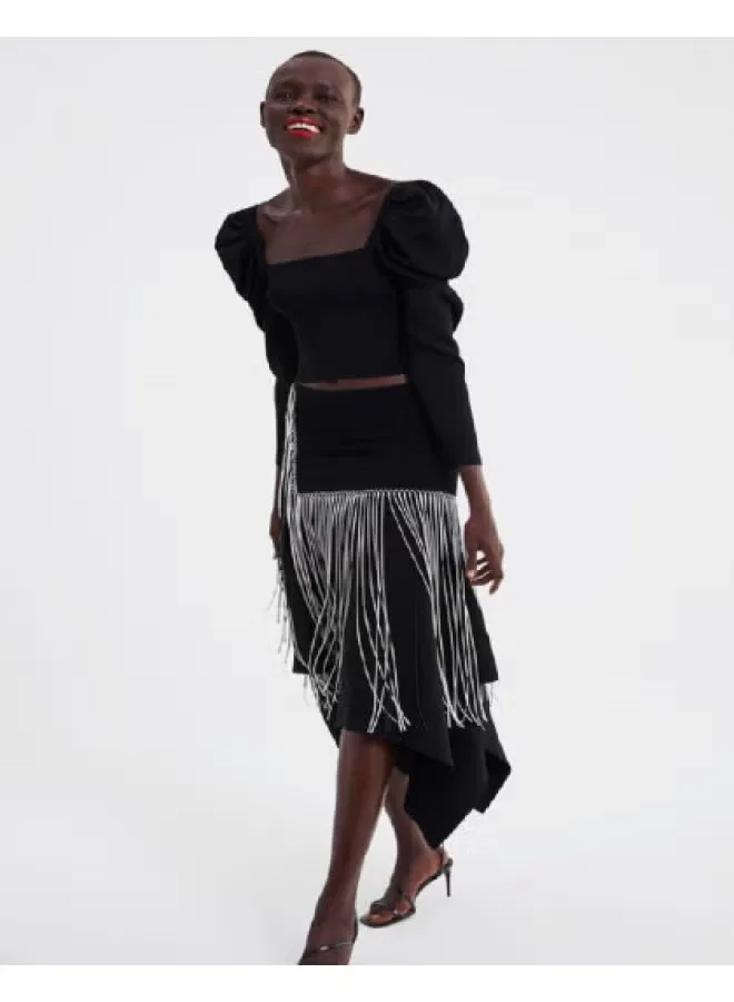 Свитер с фонариками у плеч Zara, черный