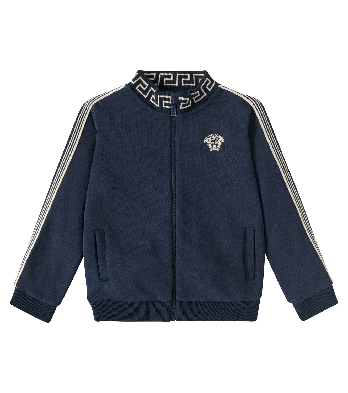 Свитшот хлопковый с вышивкой Medusa Versace Kids, синий