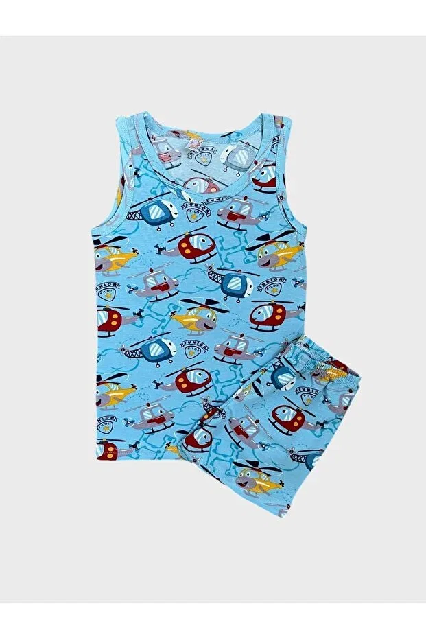 Детский комплект трусов-боксеров для мальчиков с принтом Helicopter Patterned Elmas Kids, Blue — фото 2