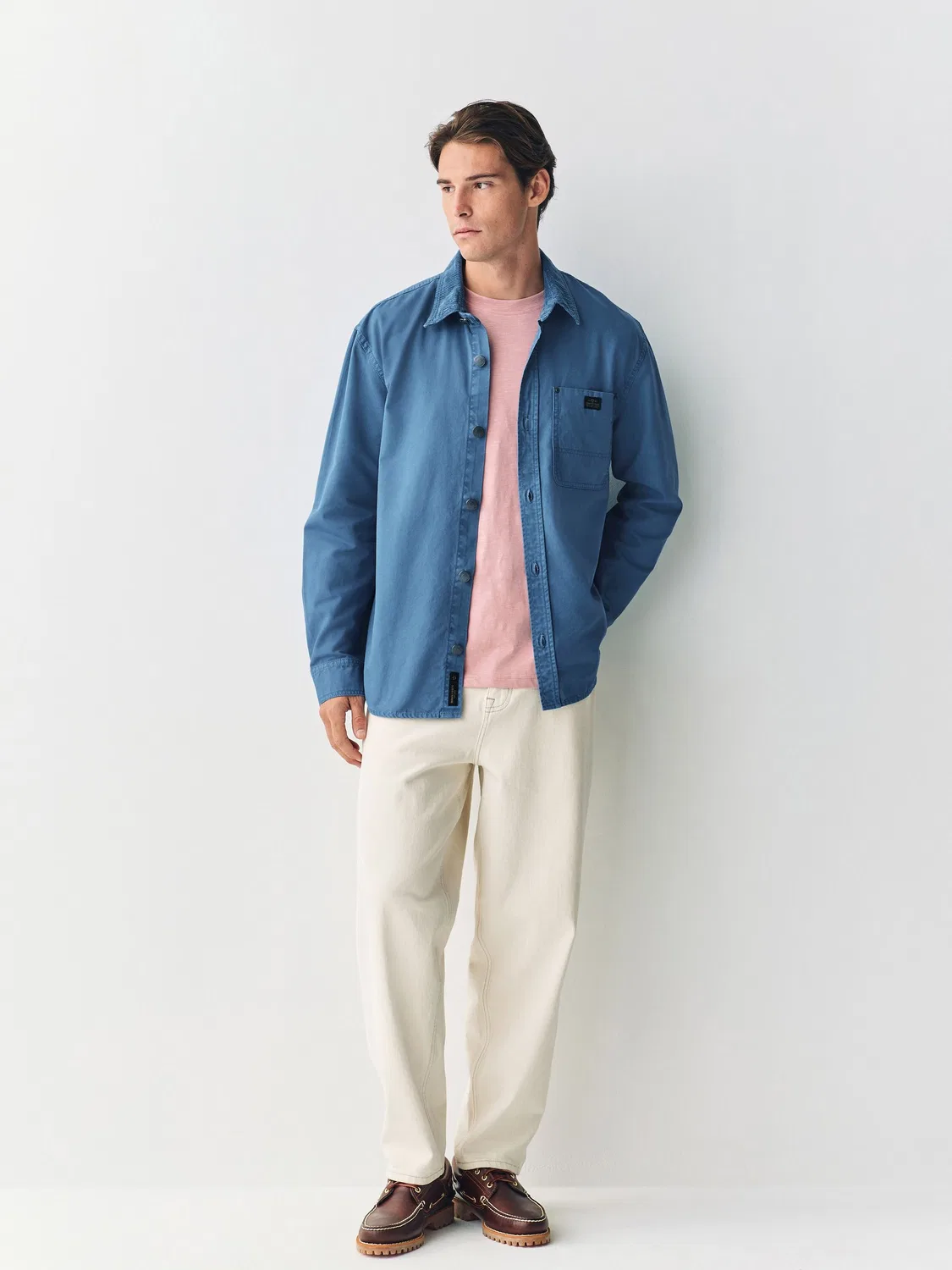 Рубашка оверсайз, хлопковый канвас, Blue Canvas Cord Collar Shacket Overshirt Next, синий — фото 2