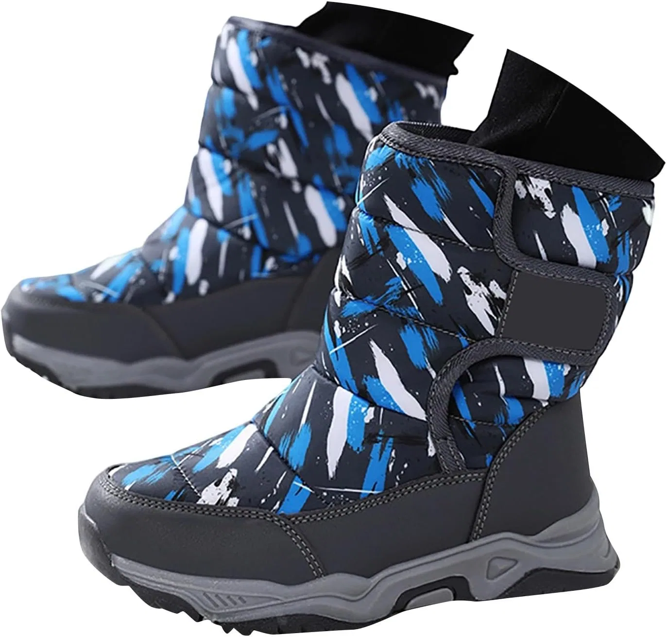 Детские зимние сапоги для мальчиков и девочек с искусственным мехом, теплые, нескользящие, водонепроницаемые, Light Blue — фото 4