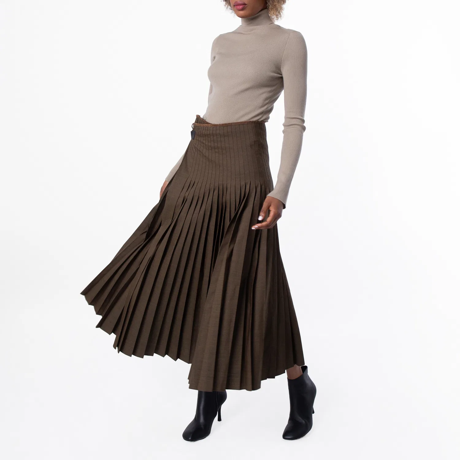 Юбка-килт макси из шерсти и мохера Wool Mohair Maxi Kilt Burberry, Kindle Melange — фото 3