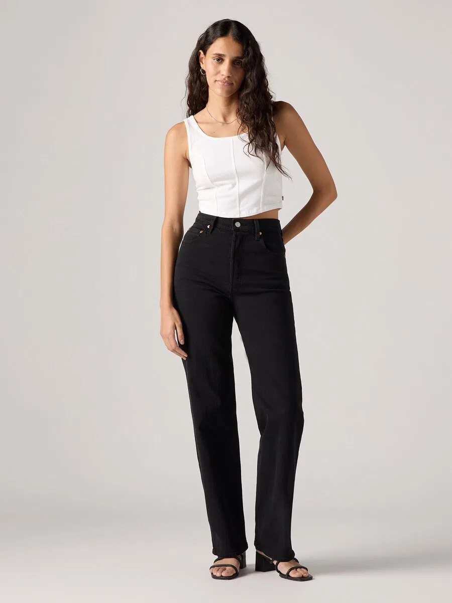 Джинсы LEVI'S Regular 'Ribcage Full Length' черного цвета — фото 3