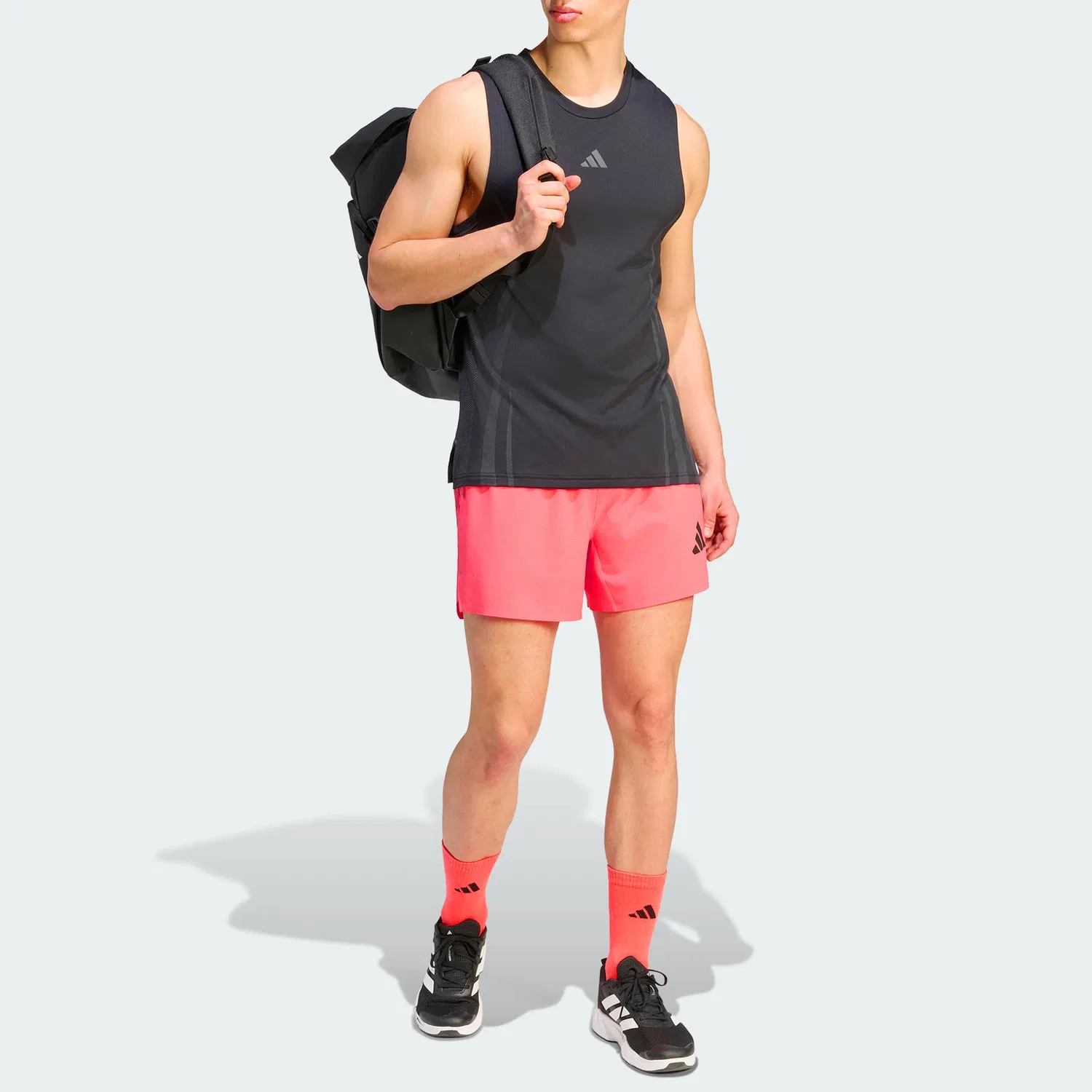 Мужские спортивные шорты с принтом Swirl Neon Red, Adidas, Swirl Neon Red — фото 3