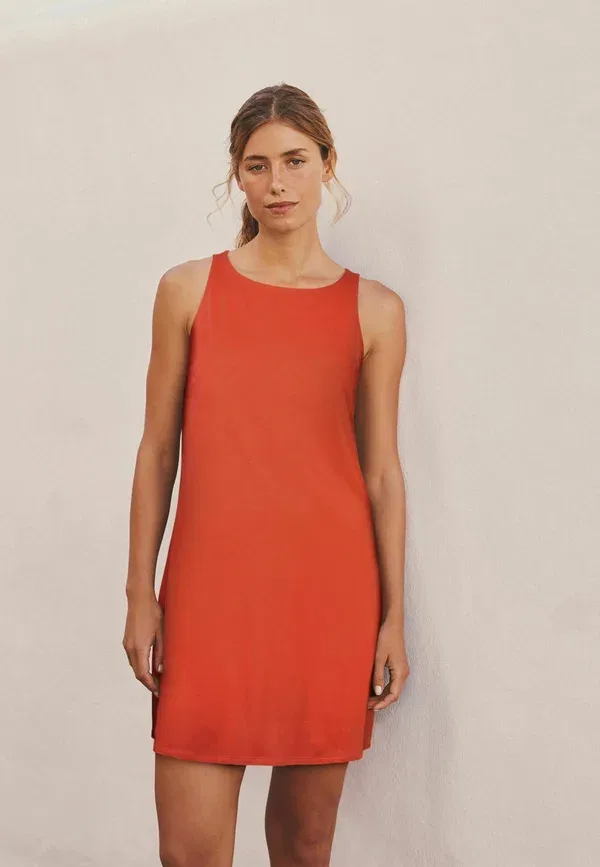 Платье хлопковое Regular Fit Jersey Shift Dress Next, Blood Orange — фото 2