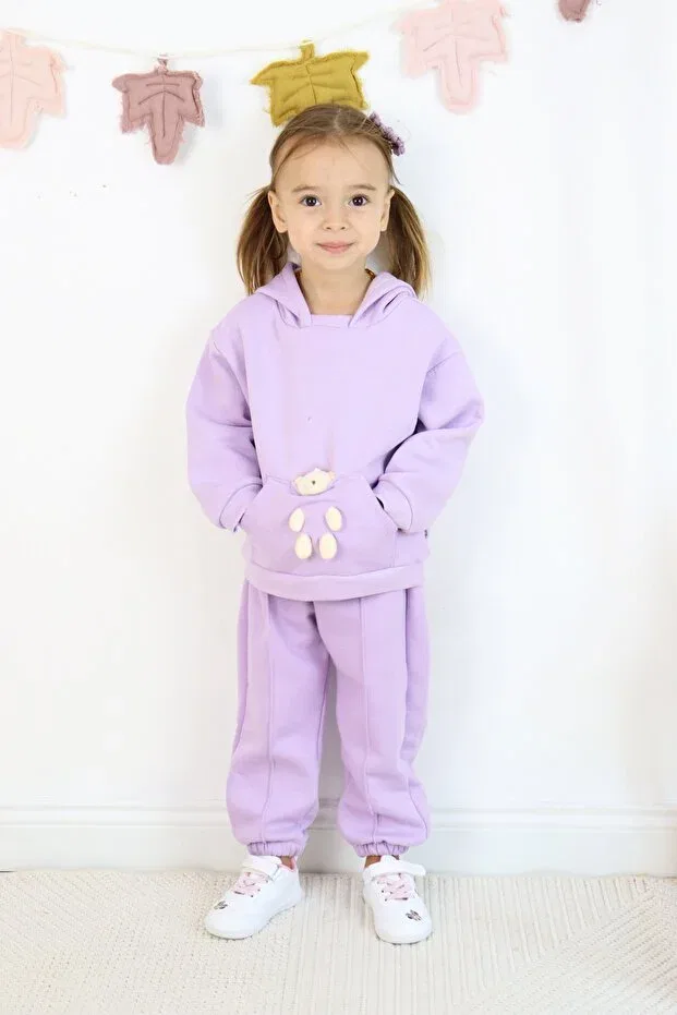 Детский спортивный костюм для девочек хлопковый Teddy Bear Toy Harika Kids, Purple — фото 4