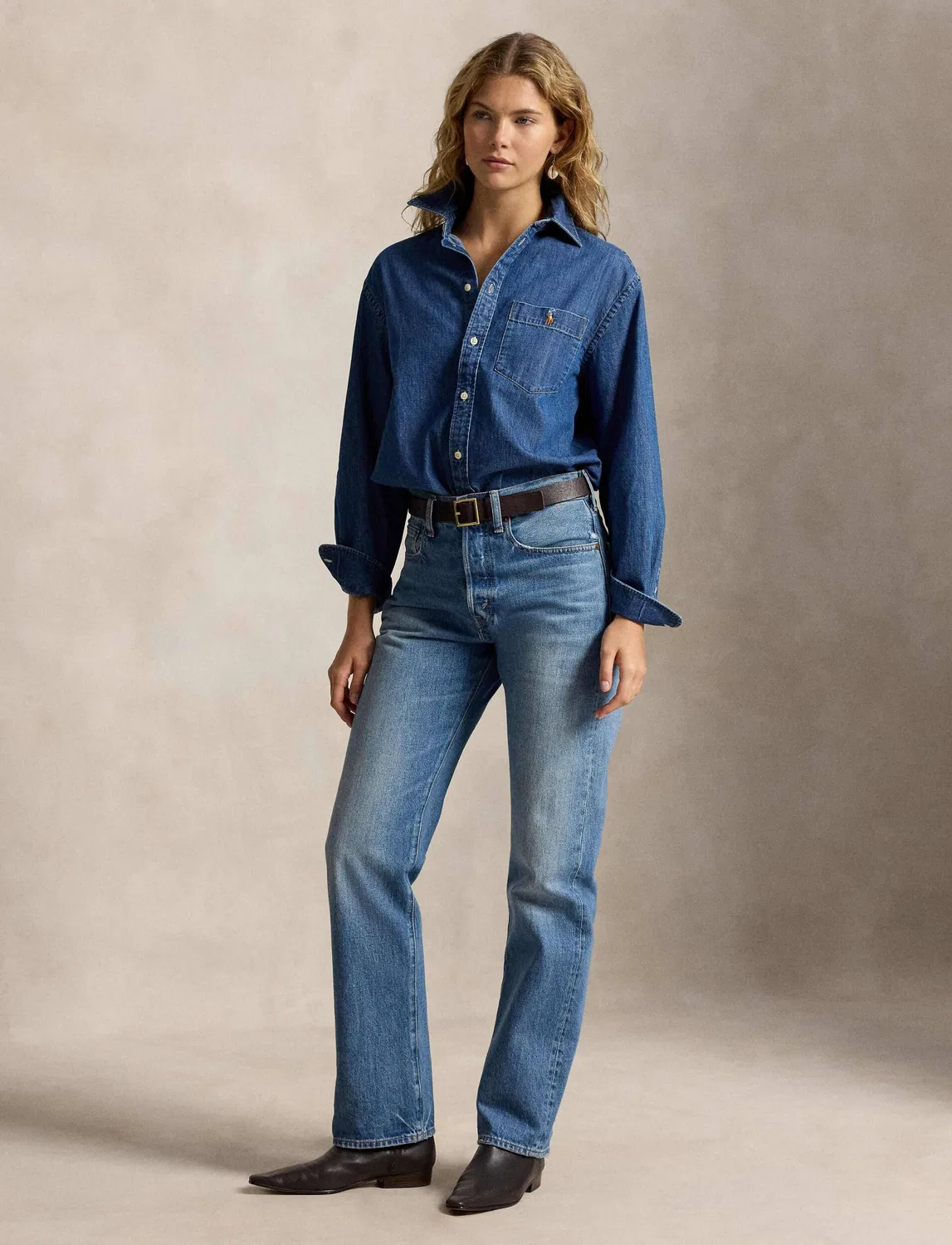 Джинсовая рубашка свободного кроя Polo Ralph Lauren, Blu — фото 2