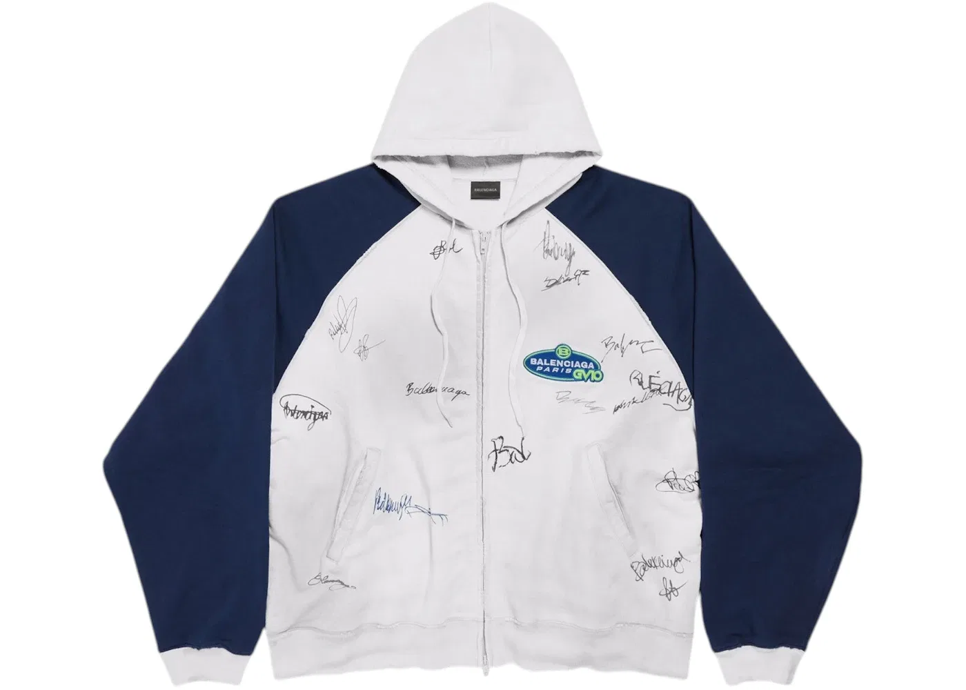 Мужское худи с длинным рукавом Raglan Oversized Zip-Up Hoodie Balenciaga, Dirty White