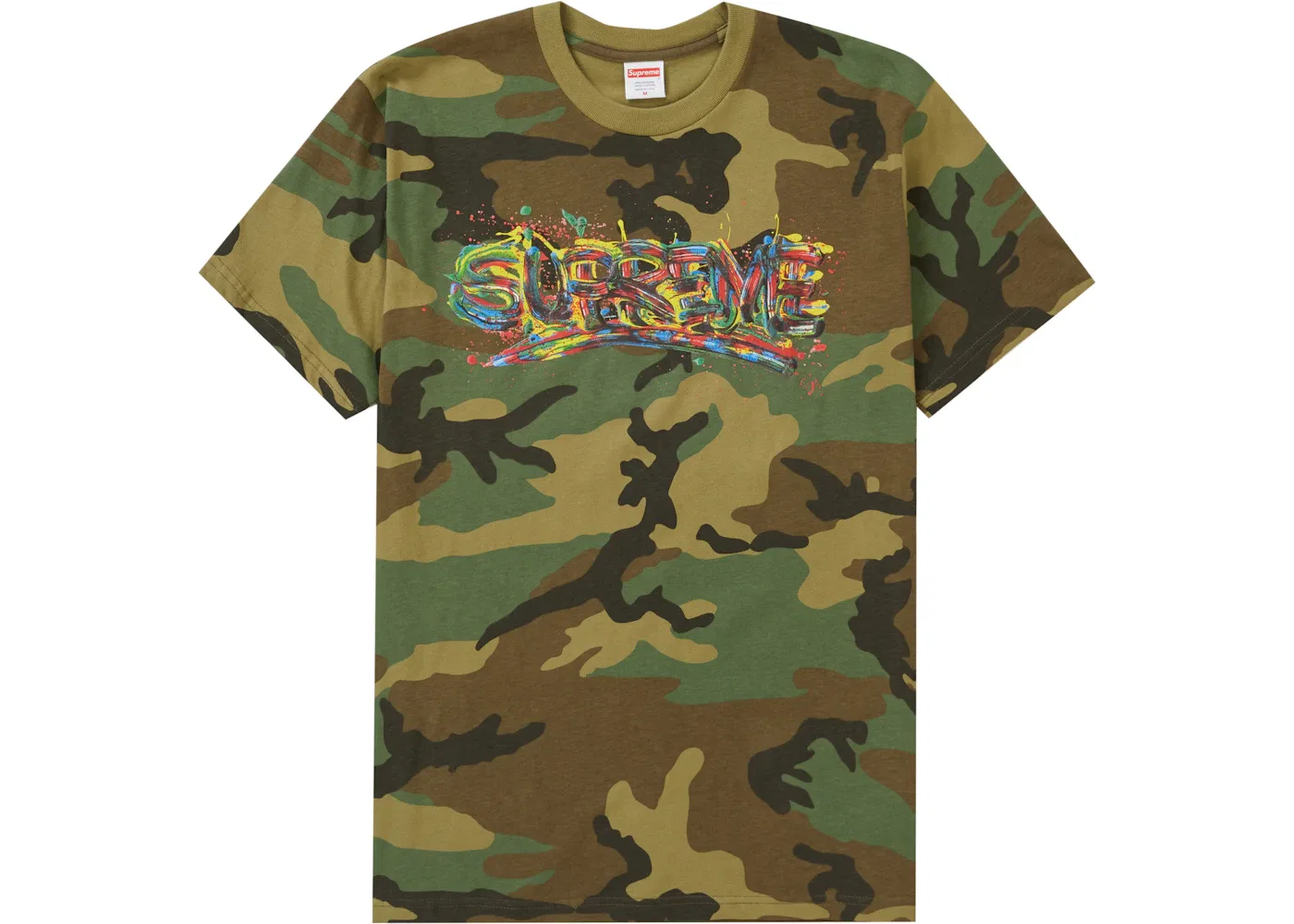 Мужская футболка с принтом Supreme Paint Logo Tee Supreme, Woodland Camo