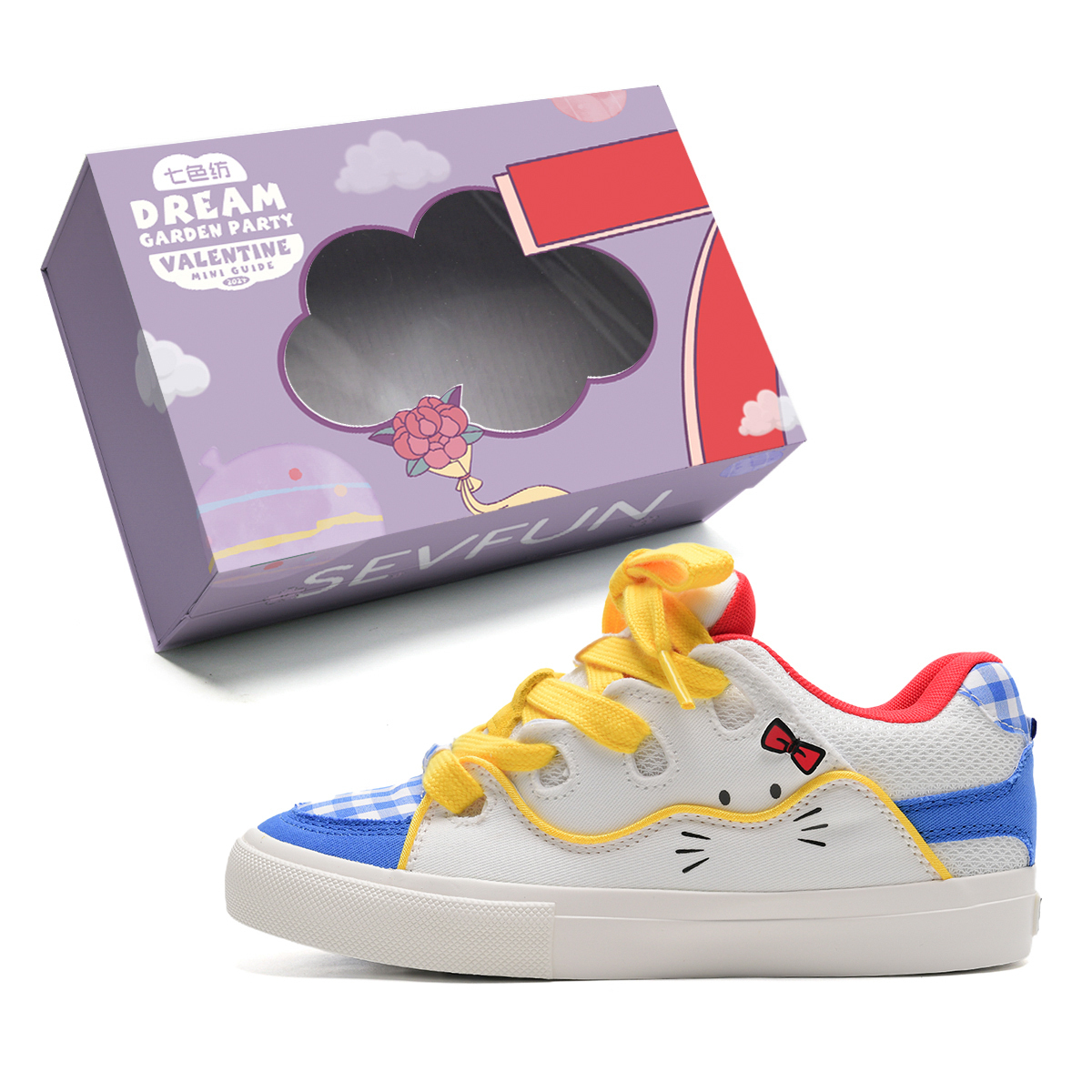 

7 SEVFUN Скользоустойчивые износостойкие легкие низкие скейтерские кроссовки White Yellow Blue [Премиум улучшенные — комфортнее и долговечнее]