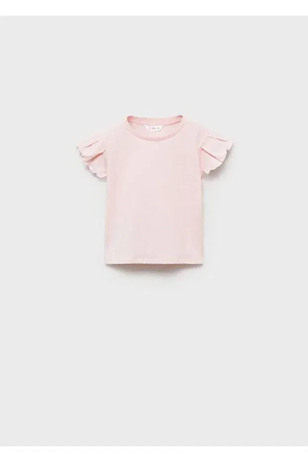 Детская хлопковое футболка Mango Baby, Pink — фото 3