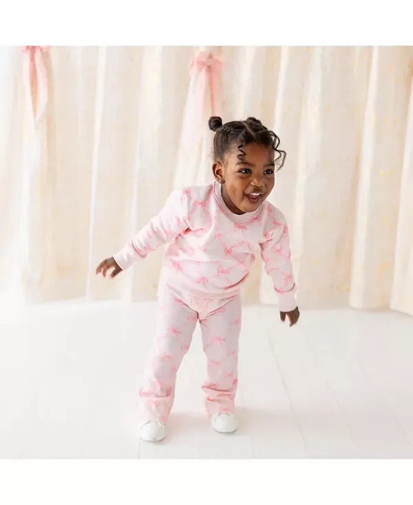 Детские леггинсы-клеш с принтом Bow Trellis Sweet Wink, Ballet Pink — фото 4