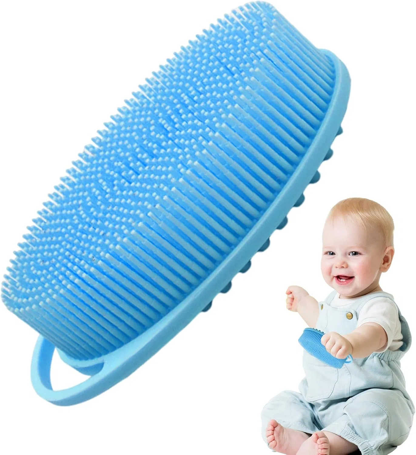 Силиконовая щетка для душа, Generisch, 13.5 x 8 x 3.5 см, Blue