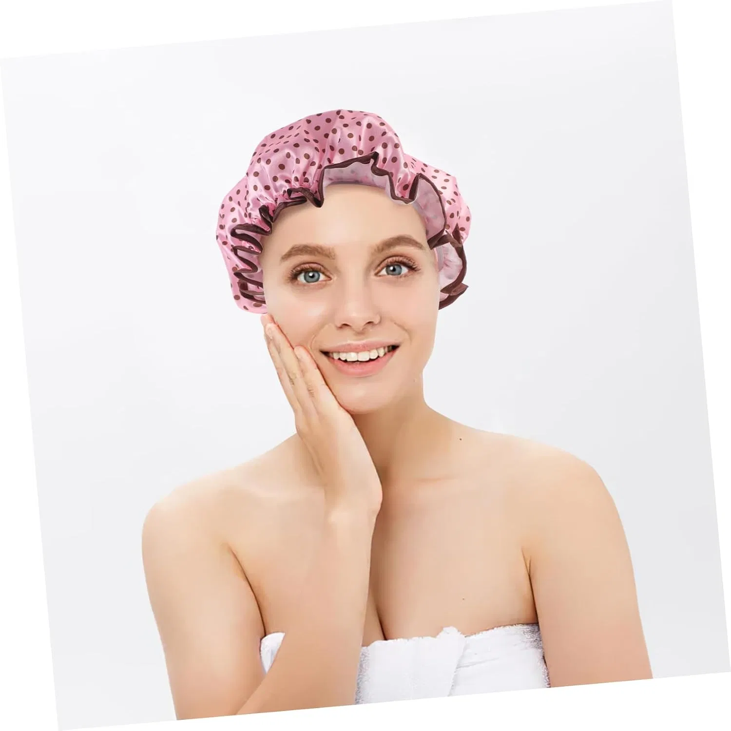 Шапочка для душа Minkissy 4 шт, женская, водонепроницаемая, дышащая, для волос и лица, разные дизайны — фото 4