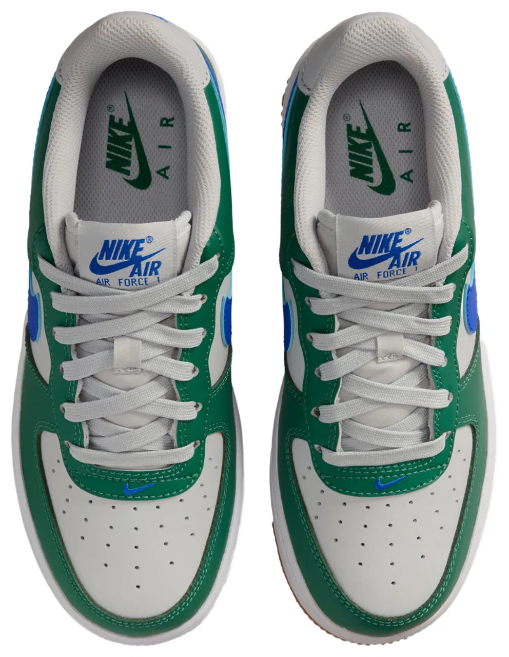 Детские кроссовки для мальчиков с кожаным верхом Nike Air Force 1 Low, Racer Blue/Gray Fog/Evergreen — фото 4