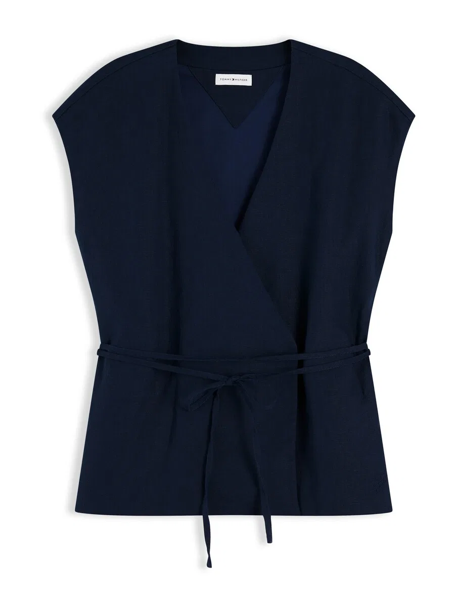 Жилет для костюма TOMMY HILFIGER 'Blend Wrap Waistcoat' темно-синего цвета