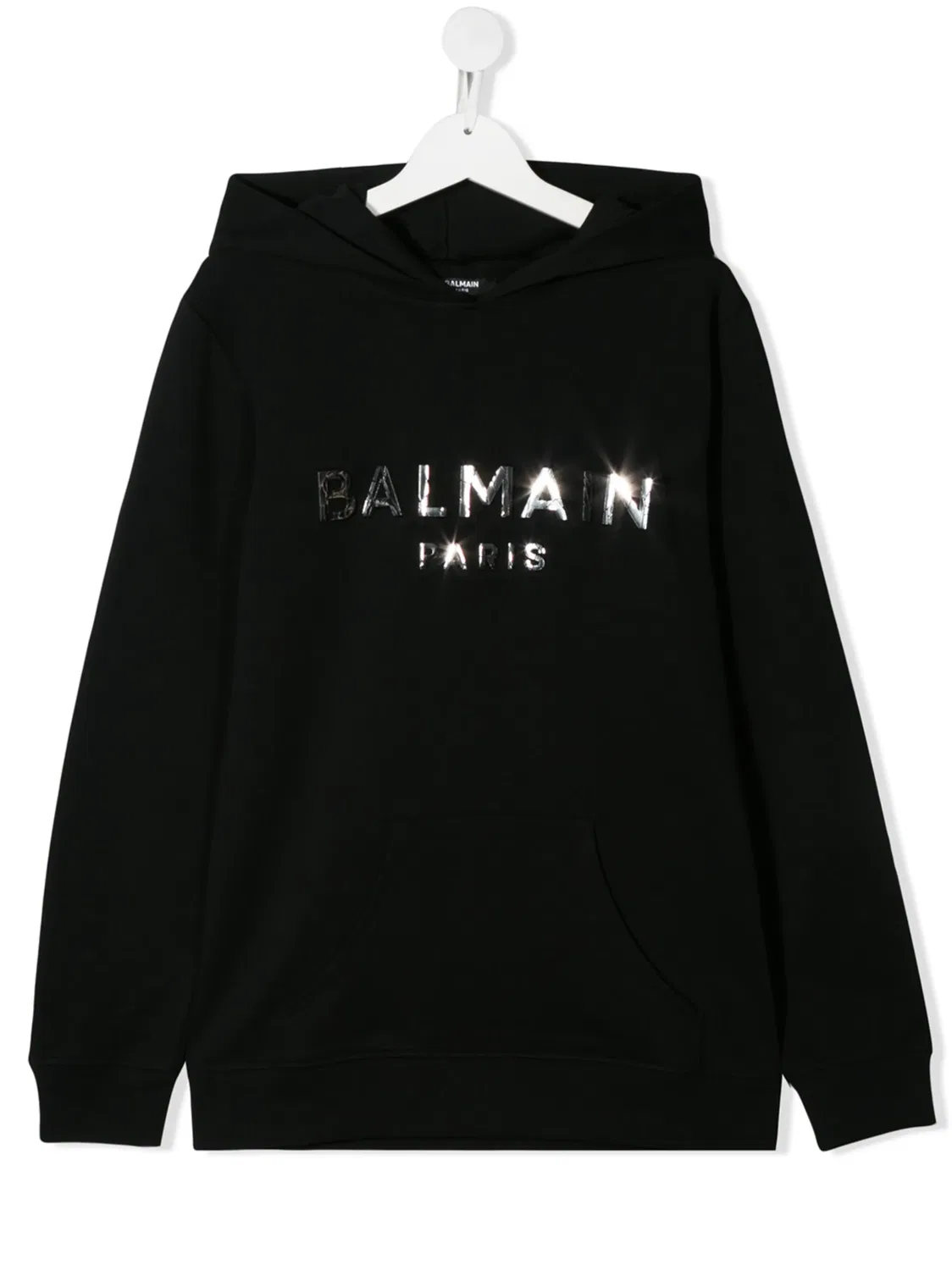 Подростковое худи с зеркальным логотипом Balmain, черный