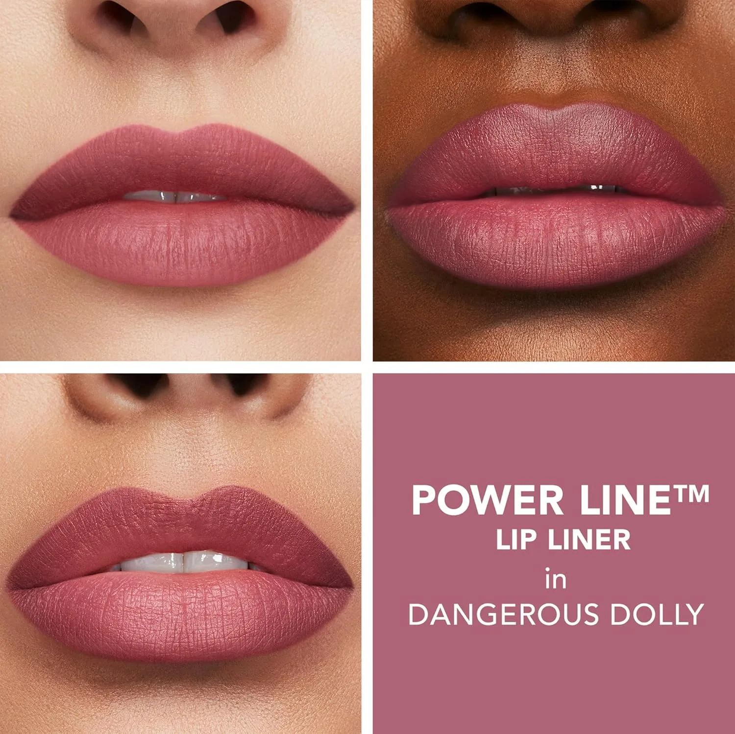 Карандаш для губ Buxom Power Line Plumping Lip Line, стойкий, водостойкий и выдвижной, увлажняющая формула с пептидами и витамином Е, матовое покрытие, не тестируется на животных, не требует заточки., AB Dangerous Dolly (Mauve) — фото 3