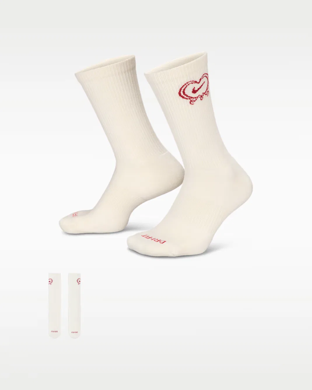 Мягкие носки средней высоты (1 пара) Nike Everyday Plus, Sail/Team Crimson