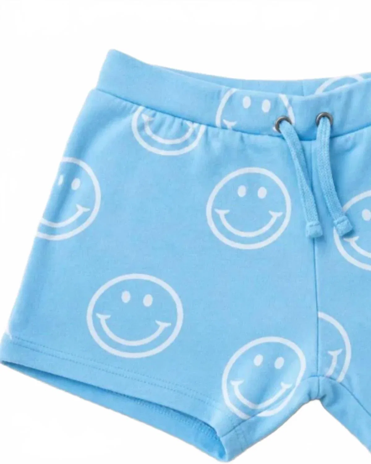 Детские шорты для девочек с принтом Smiley Face Vintage Havana, Turquoise Blue — фото 2