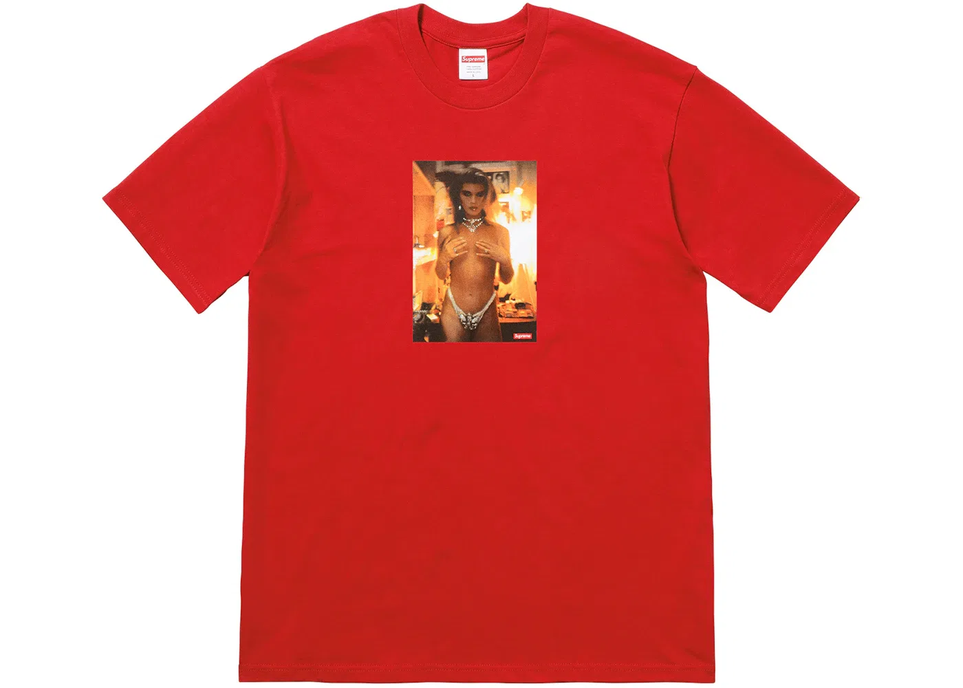 Мужская футболка с принтом Supreme Nan Goldin Kim in Rhinestone Supreme, Red