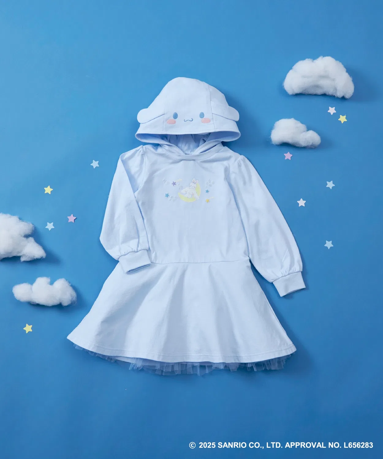 Детское платье для девочек с капюшоном, с принтом Cinnamoroll KP, Sax Blue