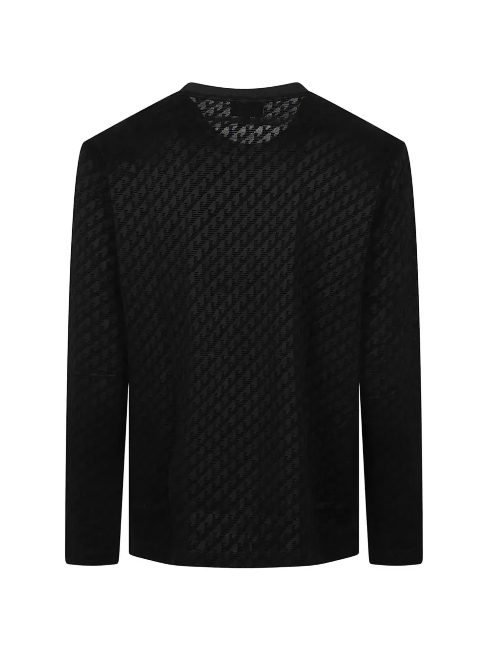 Лонгслив с логотипом и жаккардовым узором EMPORIO ARMANI, черный — фото 2