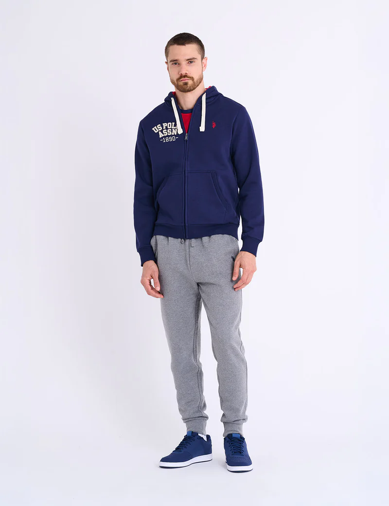 Толстовка U.S. Polo Assn Wordmark Applique Full Zip Fleece, темно-синий — фото 2