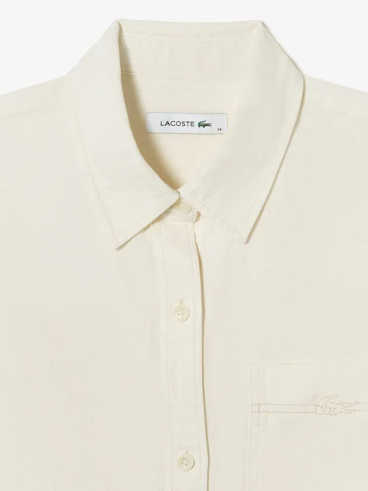 Рубашка джинсовая LACOSTE White, свободного кроя, белая — фото 2