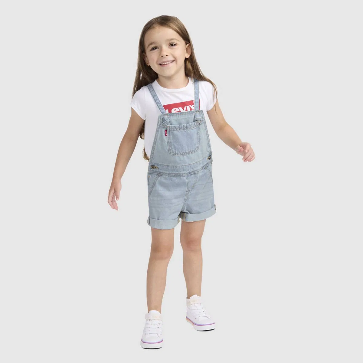 Комбинезон с завязками для девочек 2-4 лет Levi's, Day Off - Light Wash