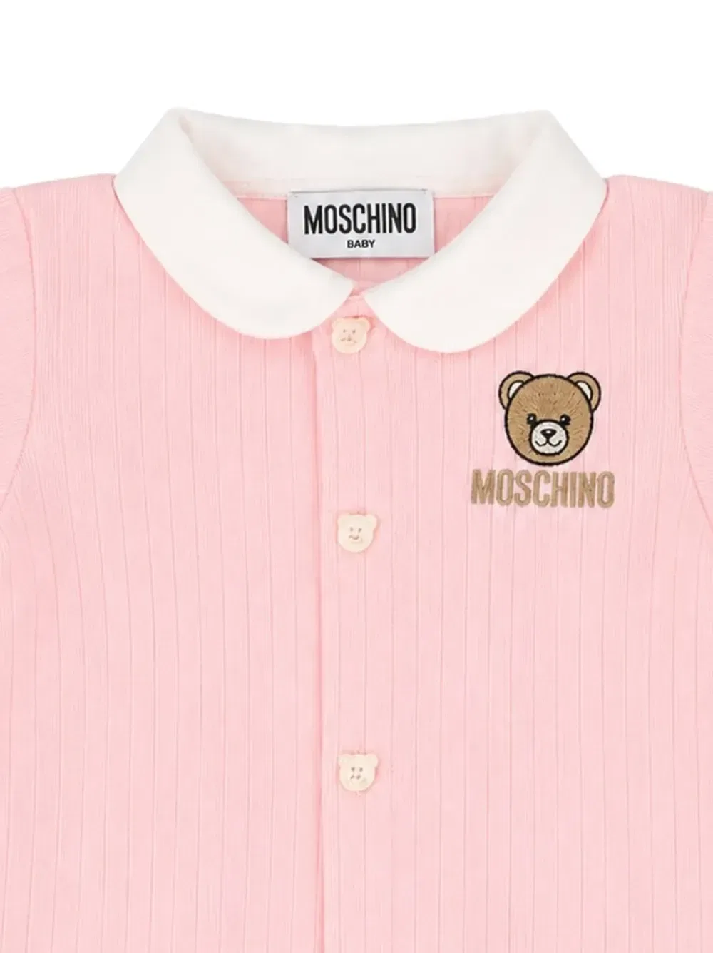 Комбинезон с нашивкой в виде плюшевого мишки Moschino Kids, розовый — фото 2
