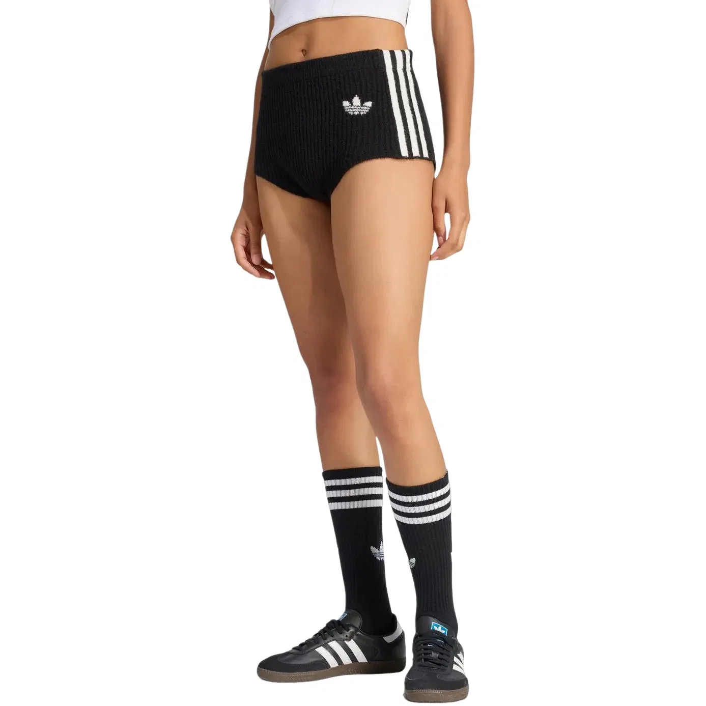 Женские шорты Jennie Knitted Short Shorts Asia Sizing 'Black' adidas, черный — фото 4