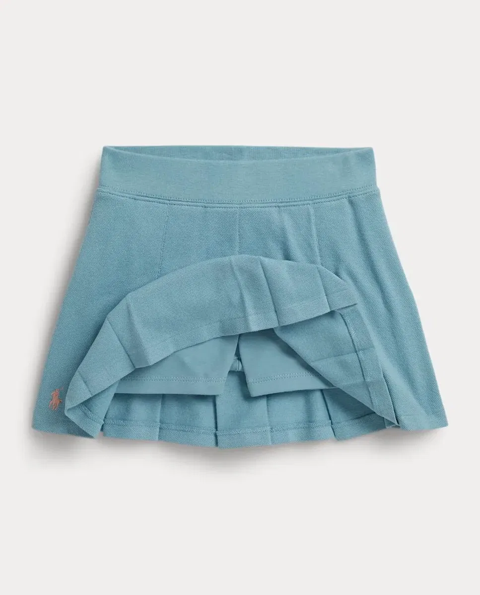 Детский комплект для девочек из поло и юбки Polo Ralph Lauren, Azul Claro — фото 3